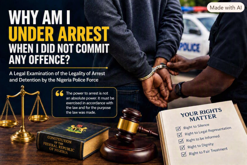 WHY AM I UNDER ARREST WHEN I DID NOT COMMIT ANY OFFENCE?